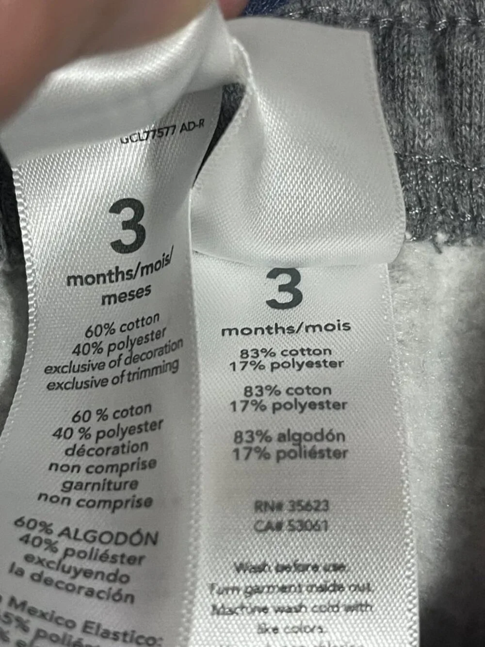 Carters Baby Pants Bundle 4-Pack 3M Cotton Blend Blue & Gray Joggers & Leggings